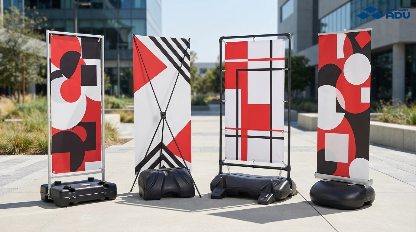 Bốn mẫu standee đế nước phổ biến dùng cho quảng cáo ngoài trời