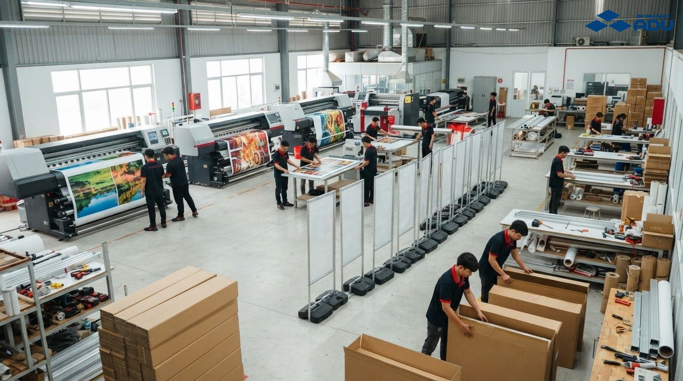 Xưởng in và hoàn thiện standee đế nước tại TPHCM