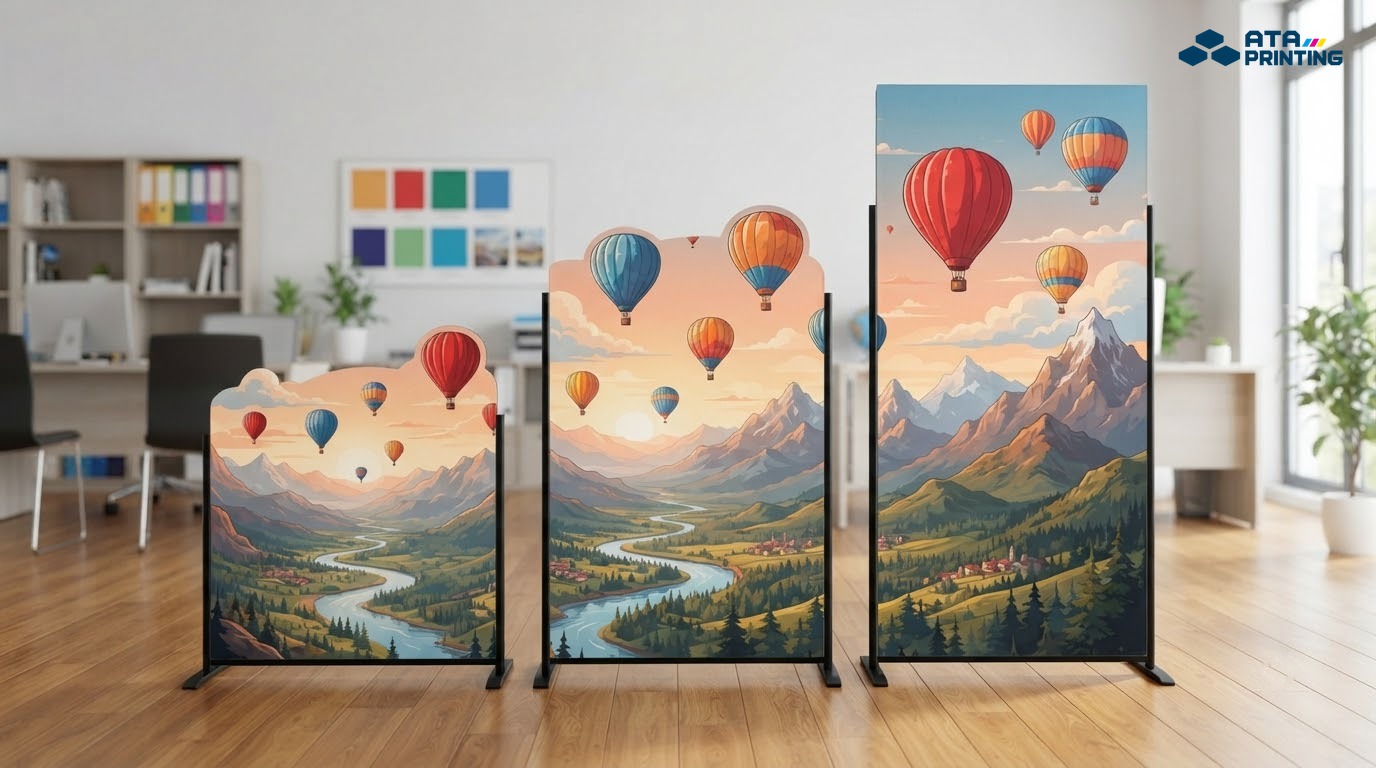 Ba standee du lịch cùng thiết kế với chiều cao thấp, vừa và cao